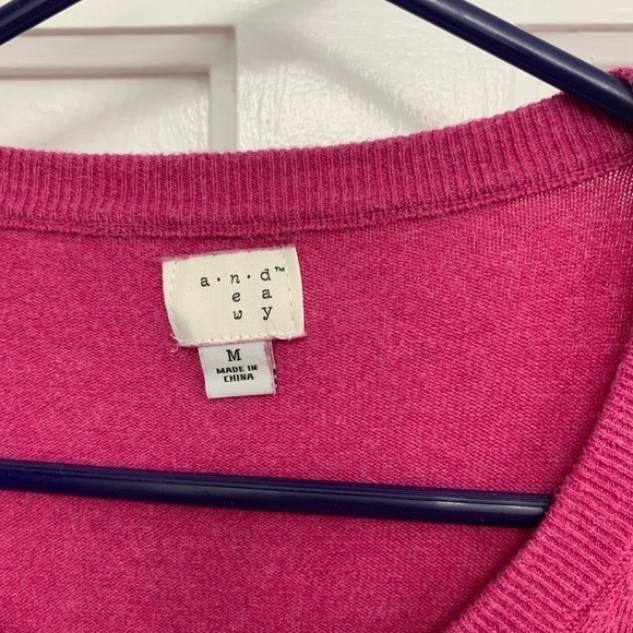 A New Day Raspberry Cardigan Sz Med Academia Barbiecore New Preppy Classic - Picture 2 of 5